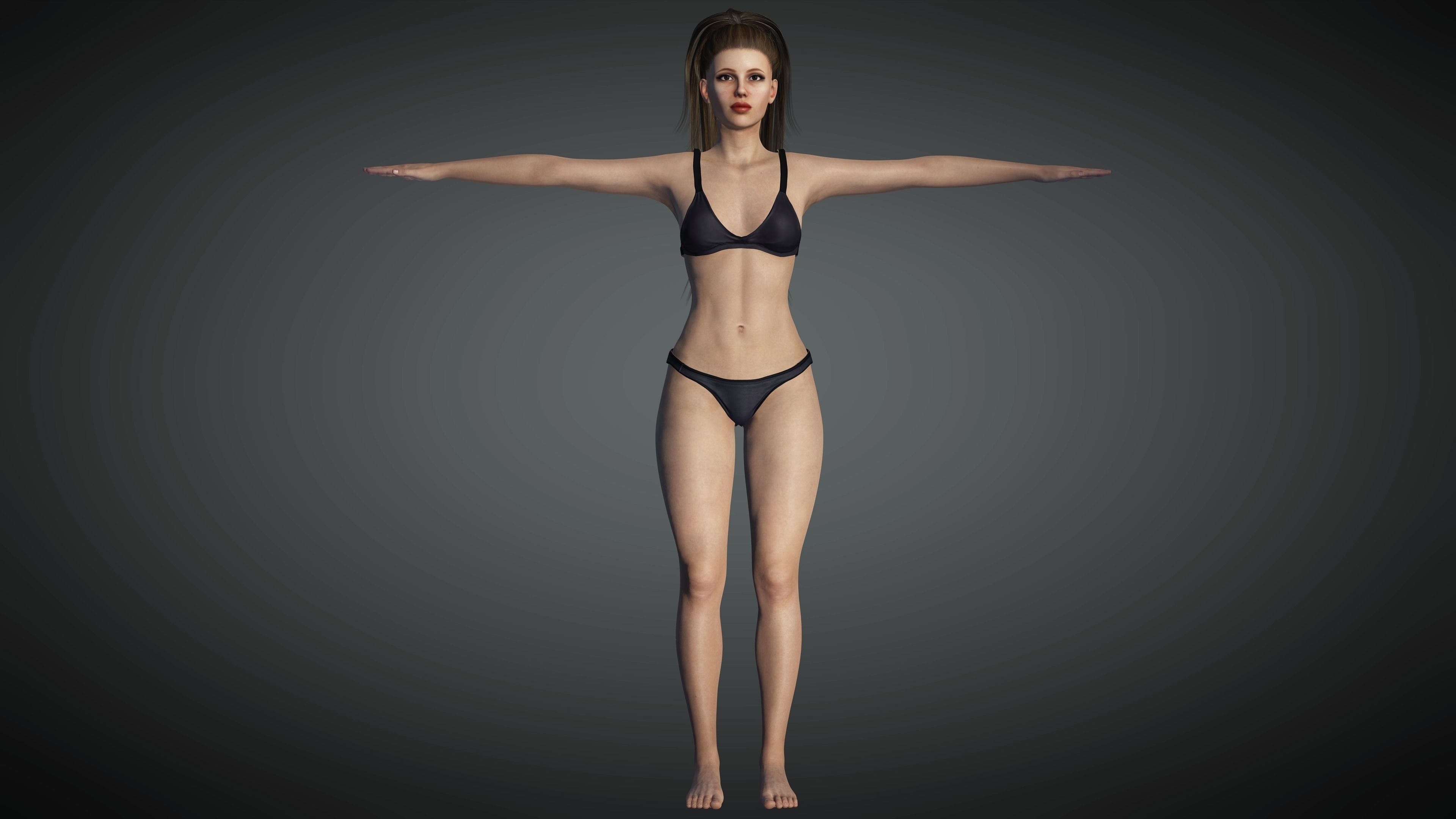 Pretty Realistic Female AAA Model Low-poly 3D model_3