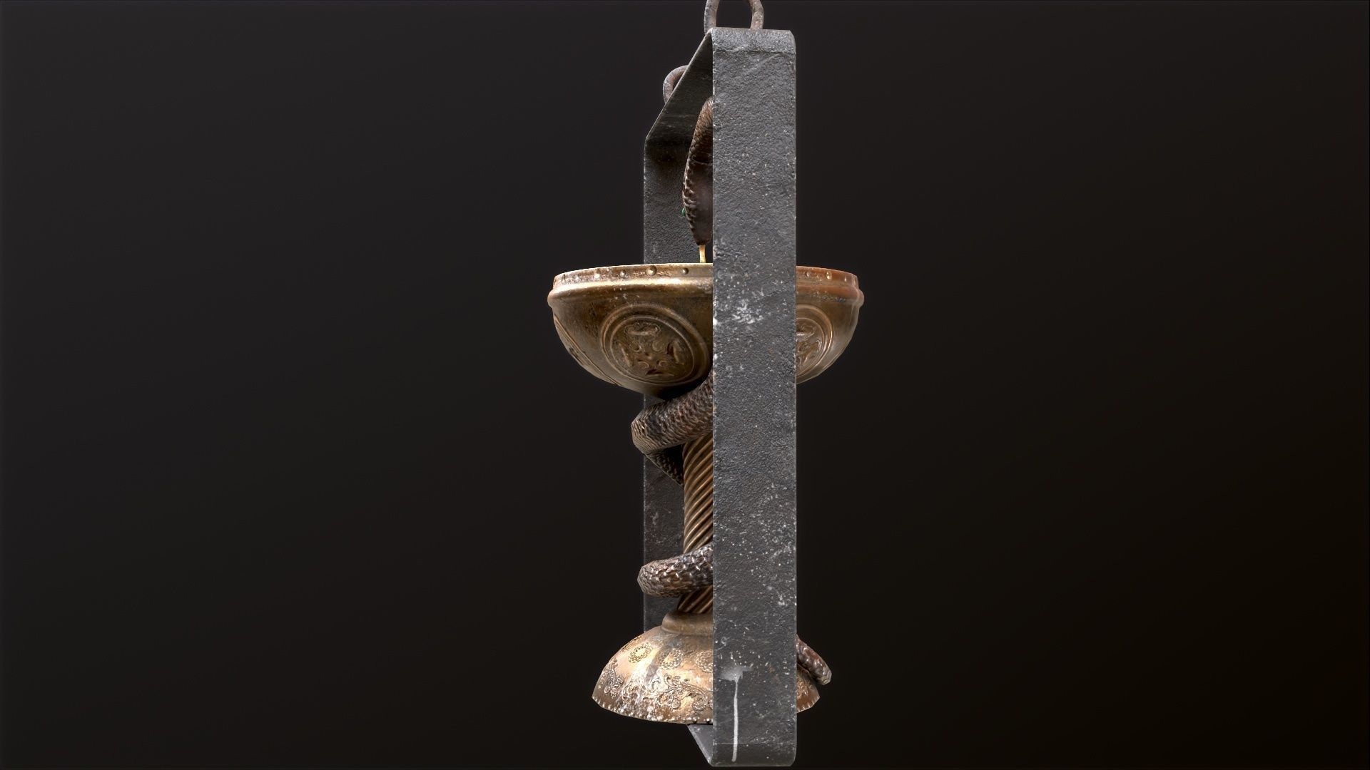 Antique pharmacy sign Bowl of Hygieia Low-poly 3D model_23