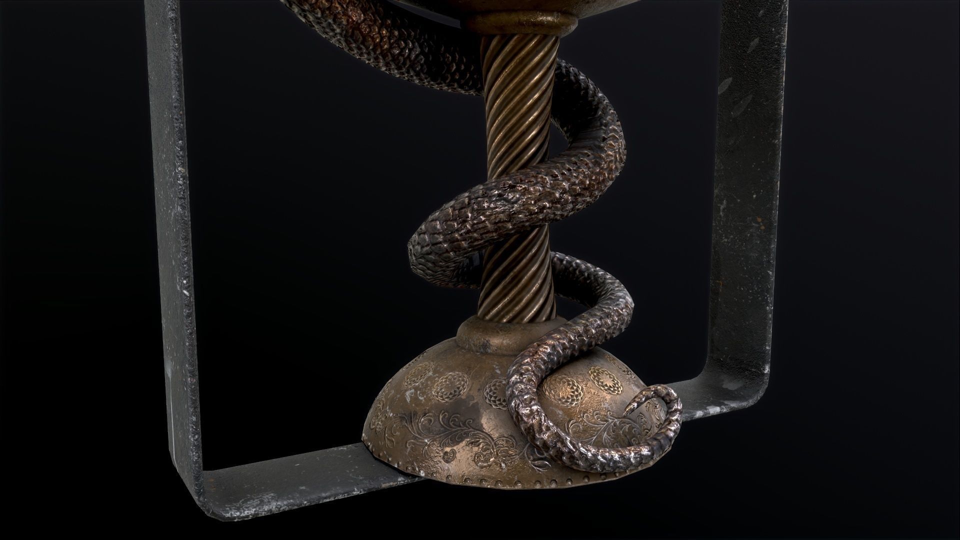 Antique pharmacy sign Bowl of Hygieia Low-poly 3D model_9