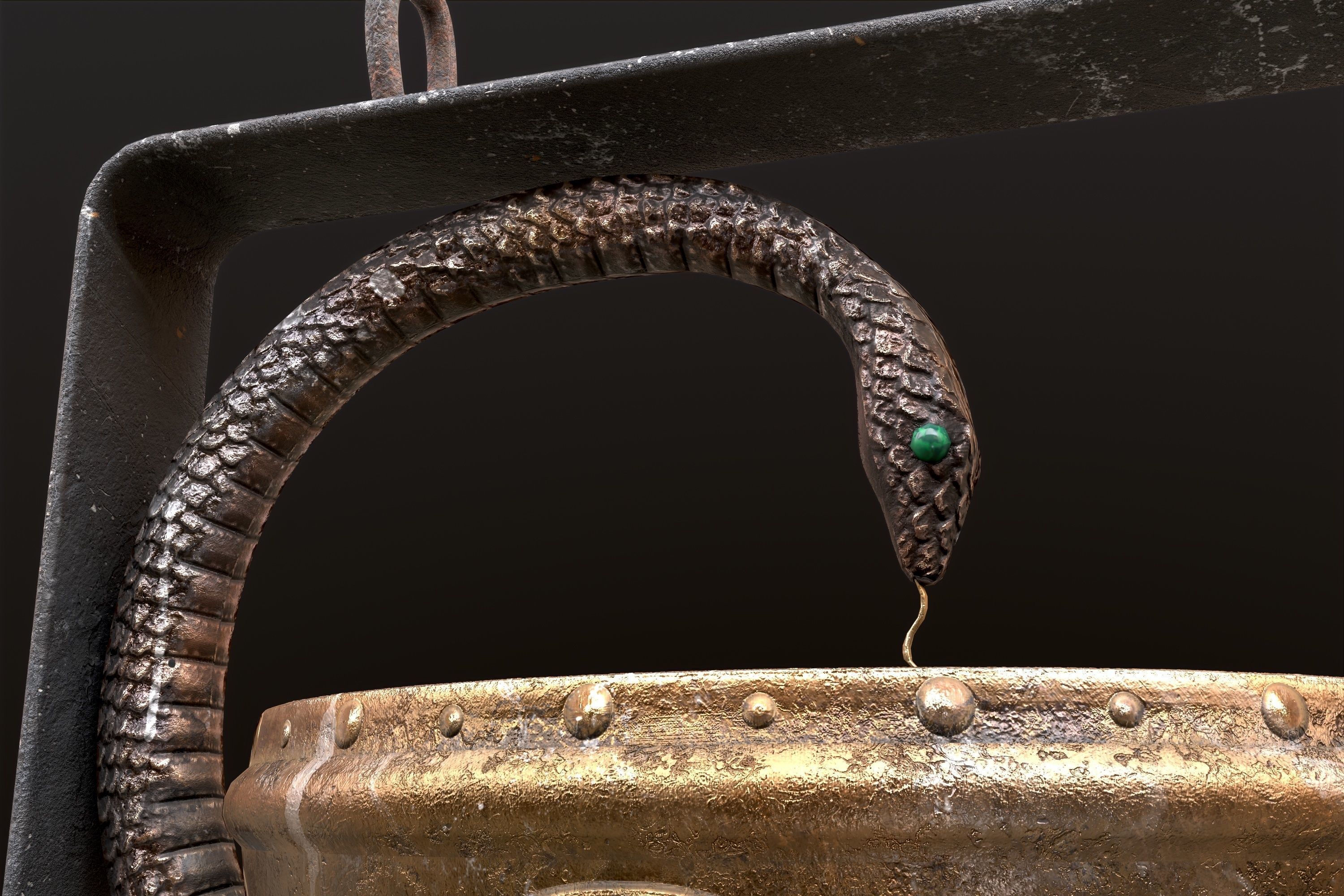 Antique pharmacy sign Bowl of Hygieia Low-poly 3D model_33