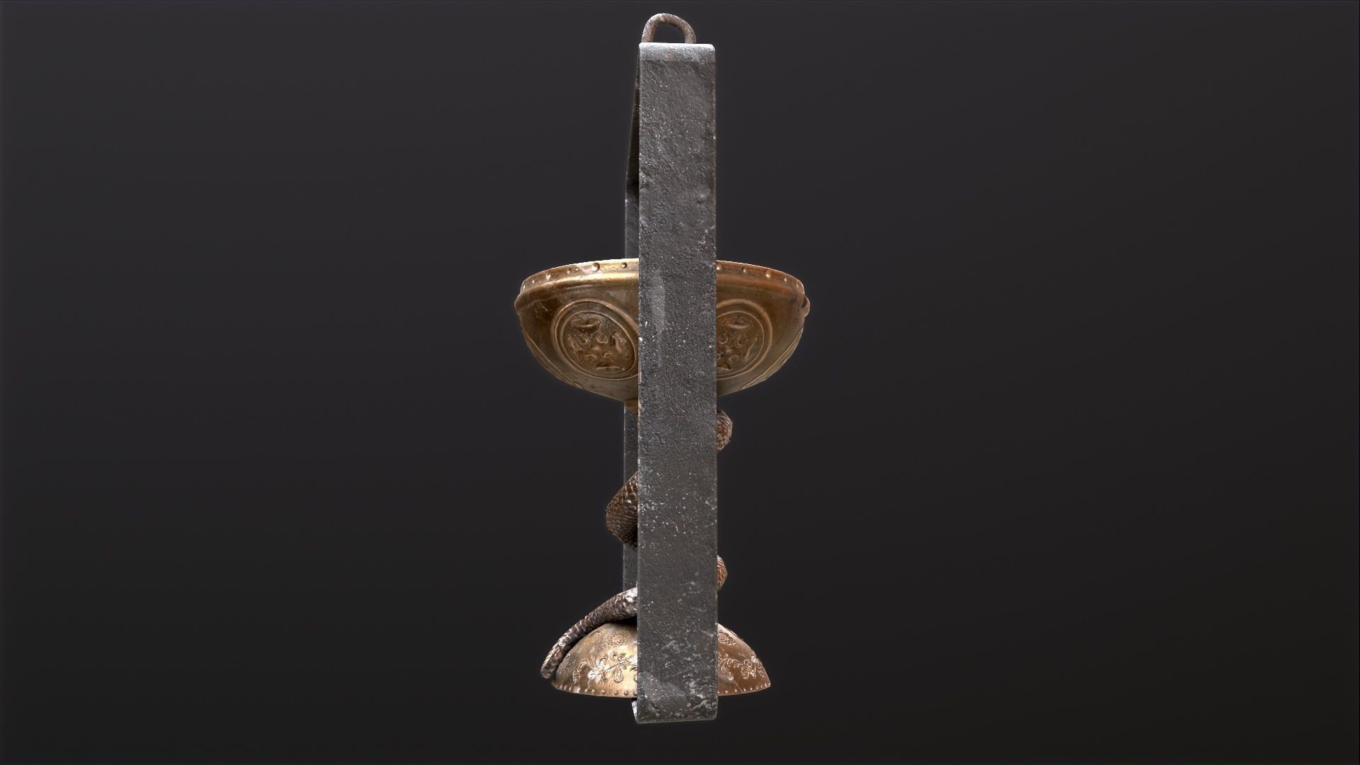 Antique pharmacy sign Bowl of Hygieia Low-poly 3D model_16