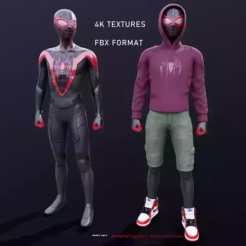 SPIDERMAN MILES MORALES SET  Low-poly 3D model
