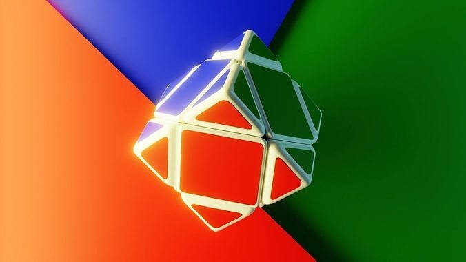 Colorful Skewb Cube Puzzle Asset Low-poly 3D model