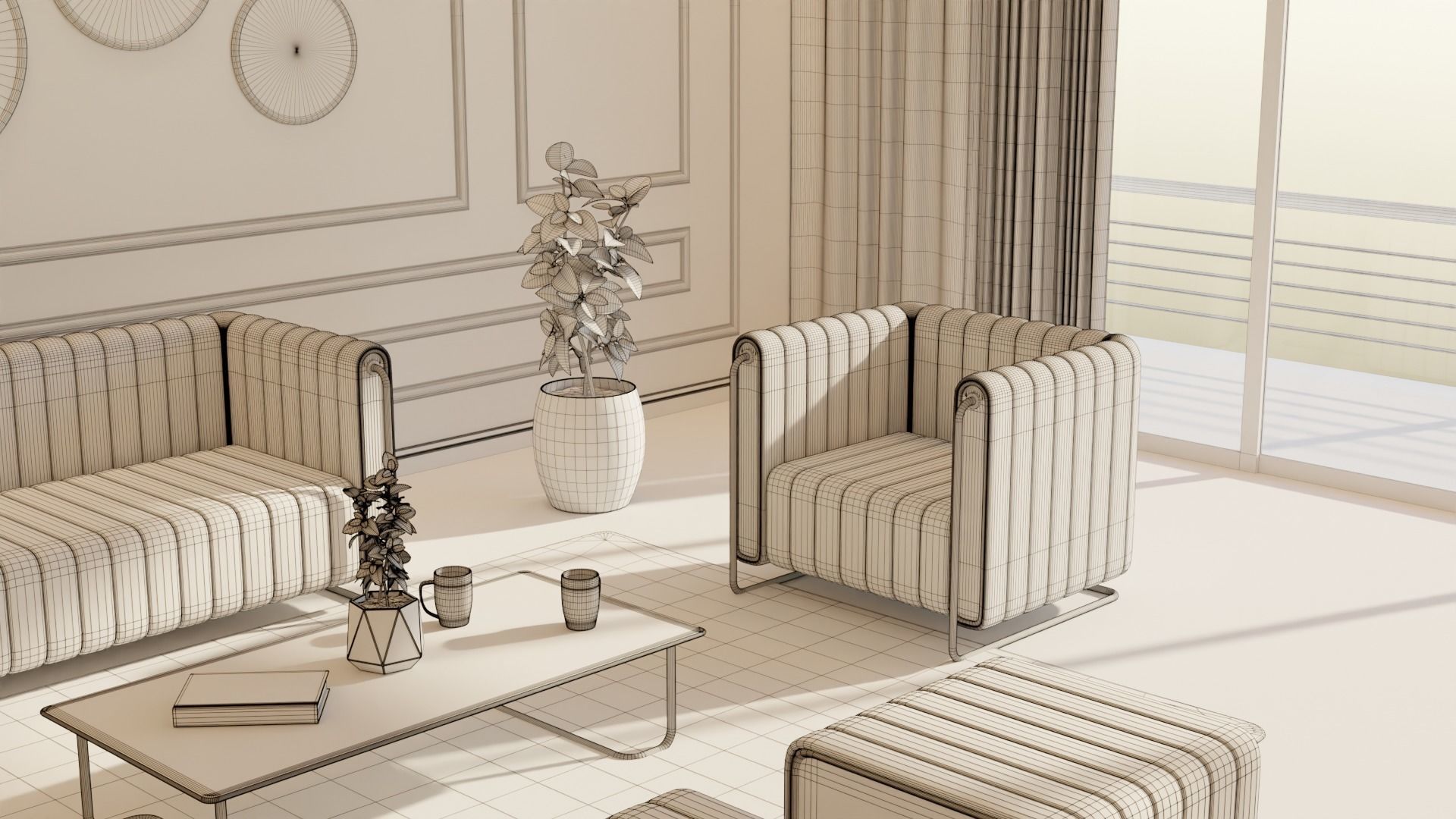 Living Room - 05 Low-poly 3D model_3