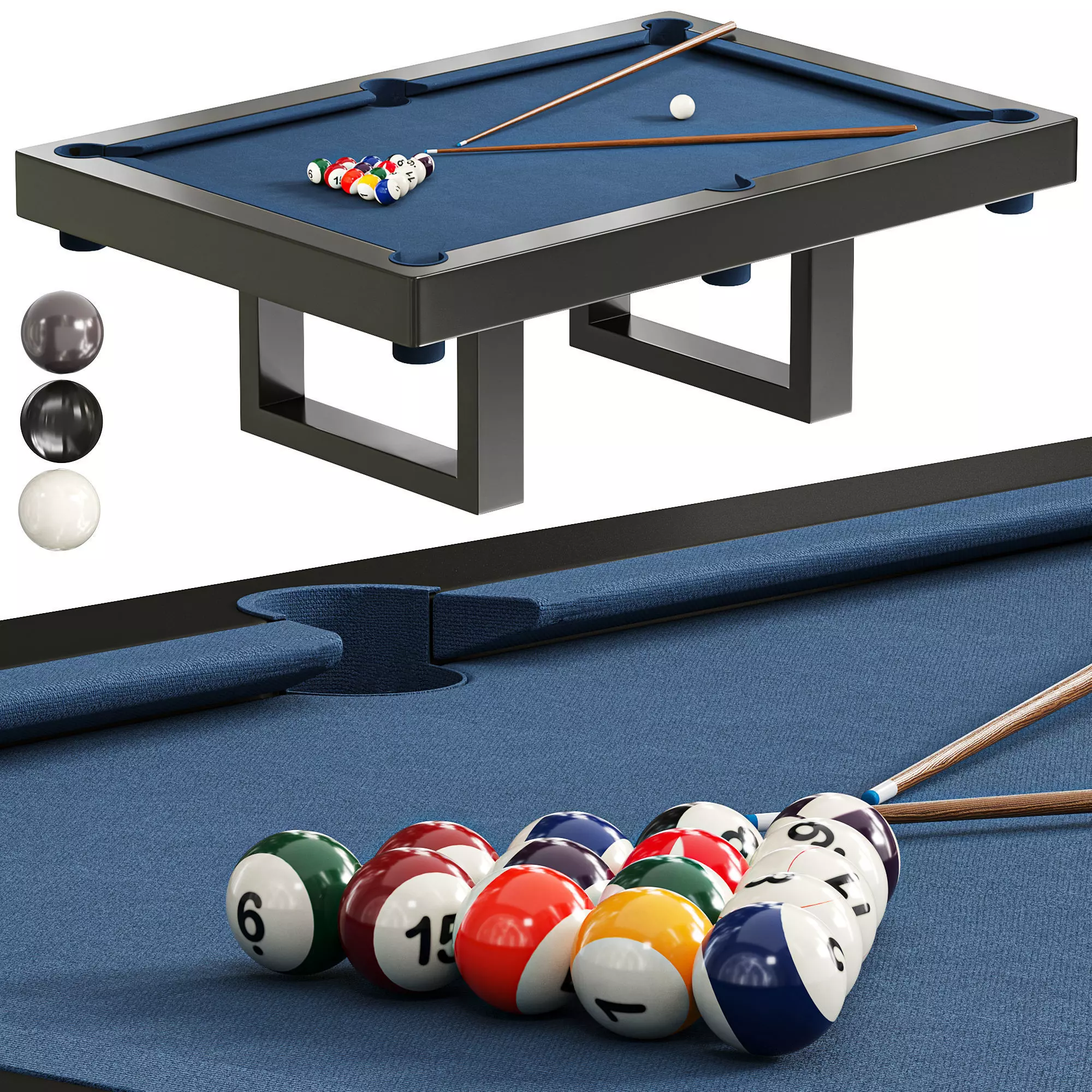  Custom SoHo Outdoor Pool Table Low-poly 3D model_0
