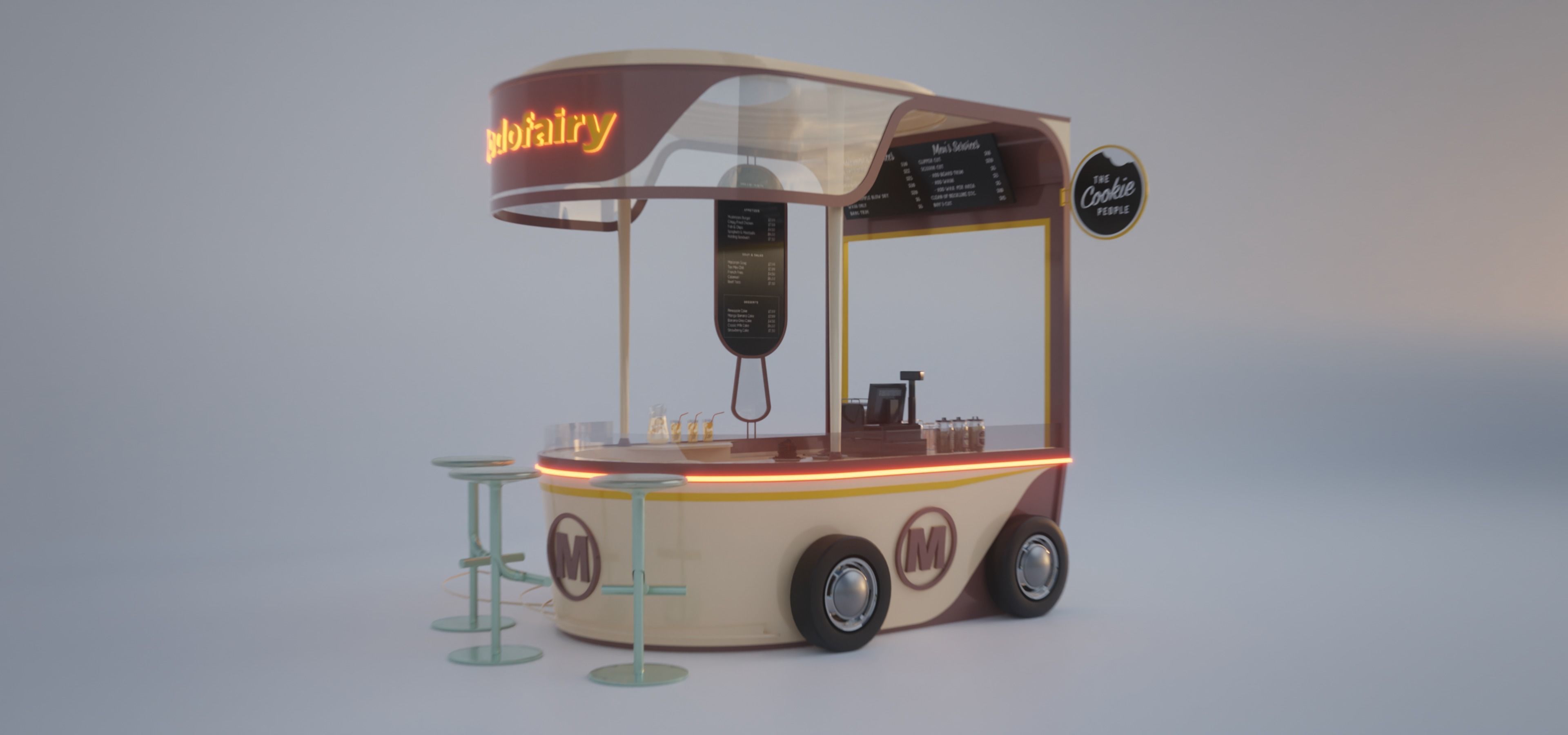 Pastry cart 3D model_1