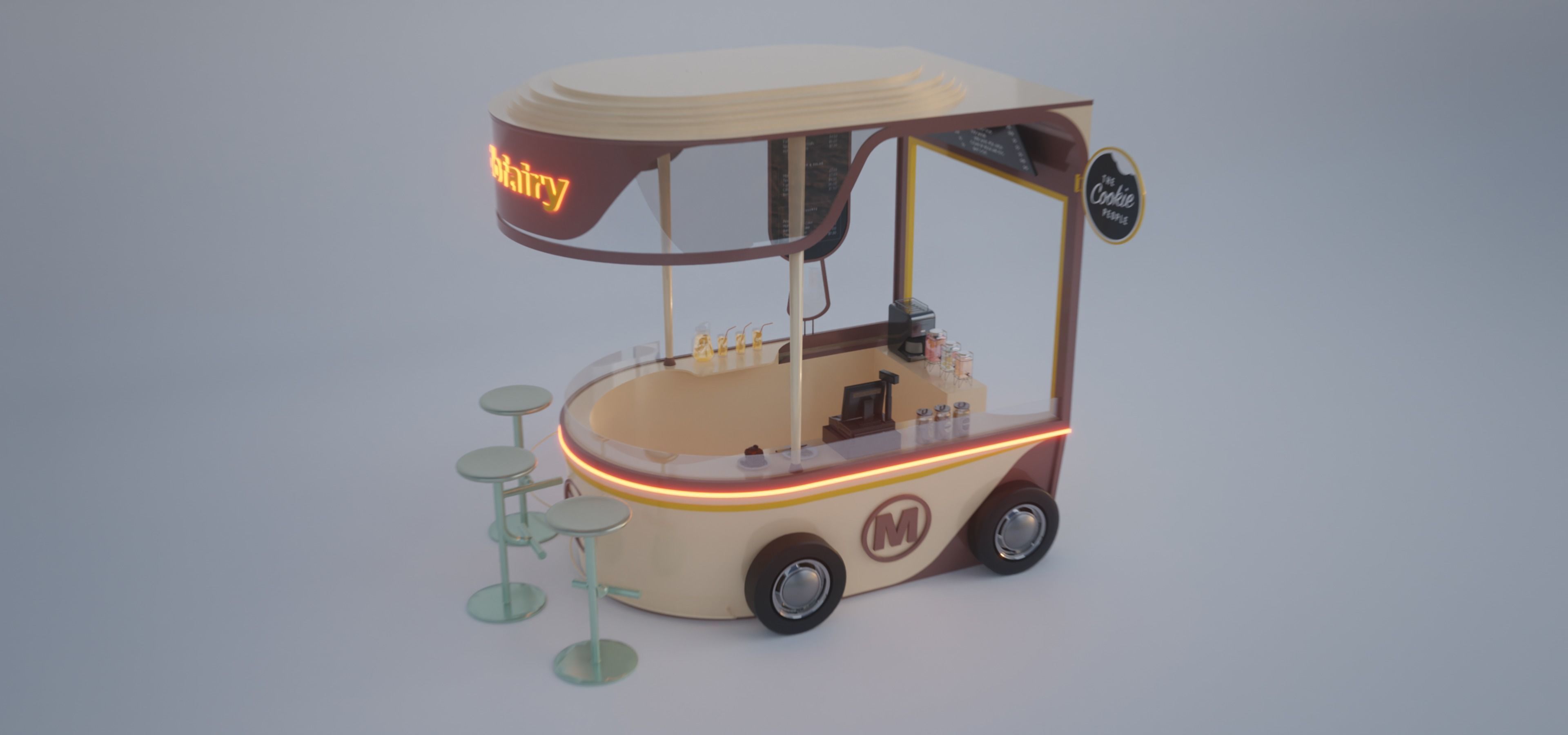 Pastry cart 3D model_2