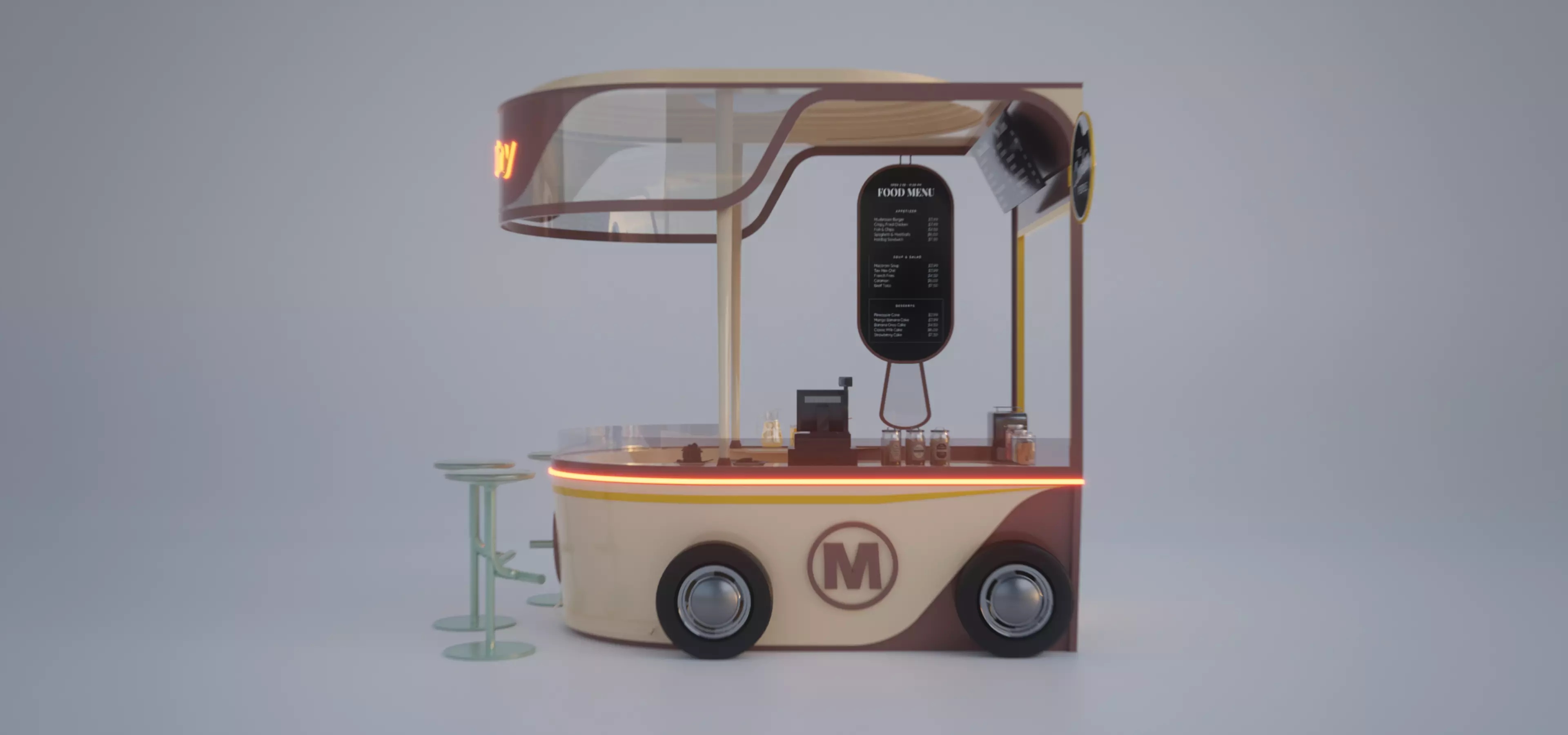 Pastry cart 3D model_0