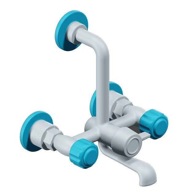Plastic Shower Tap 3D model_2