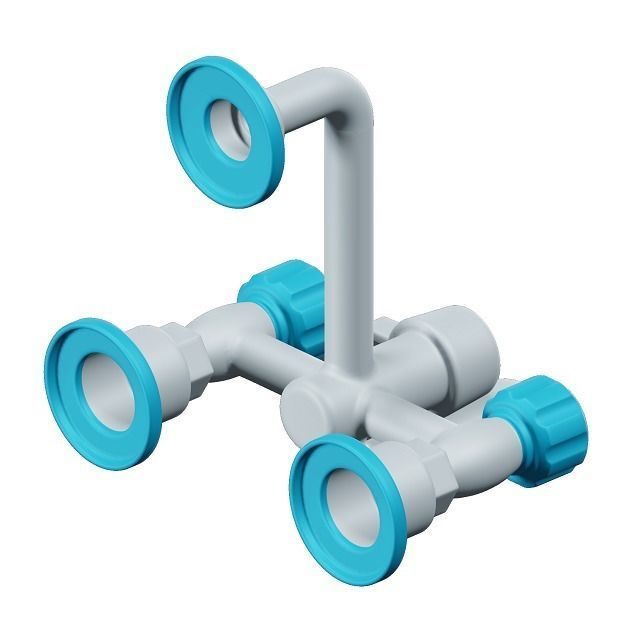 Plastic Shower Tap 3D model_3