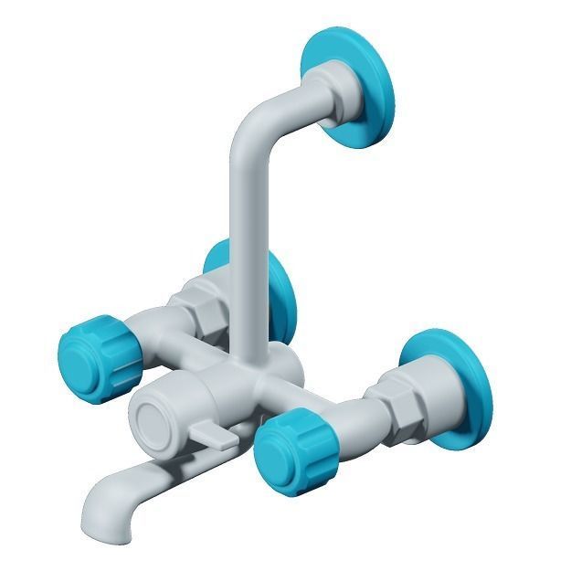 Plastic Shower Tap 3D model_1