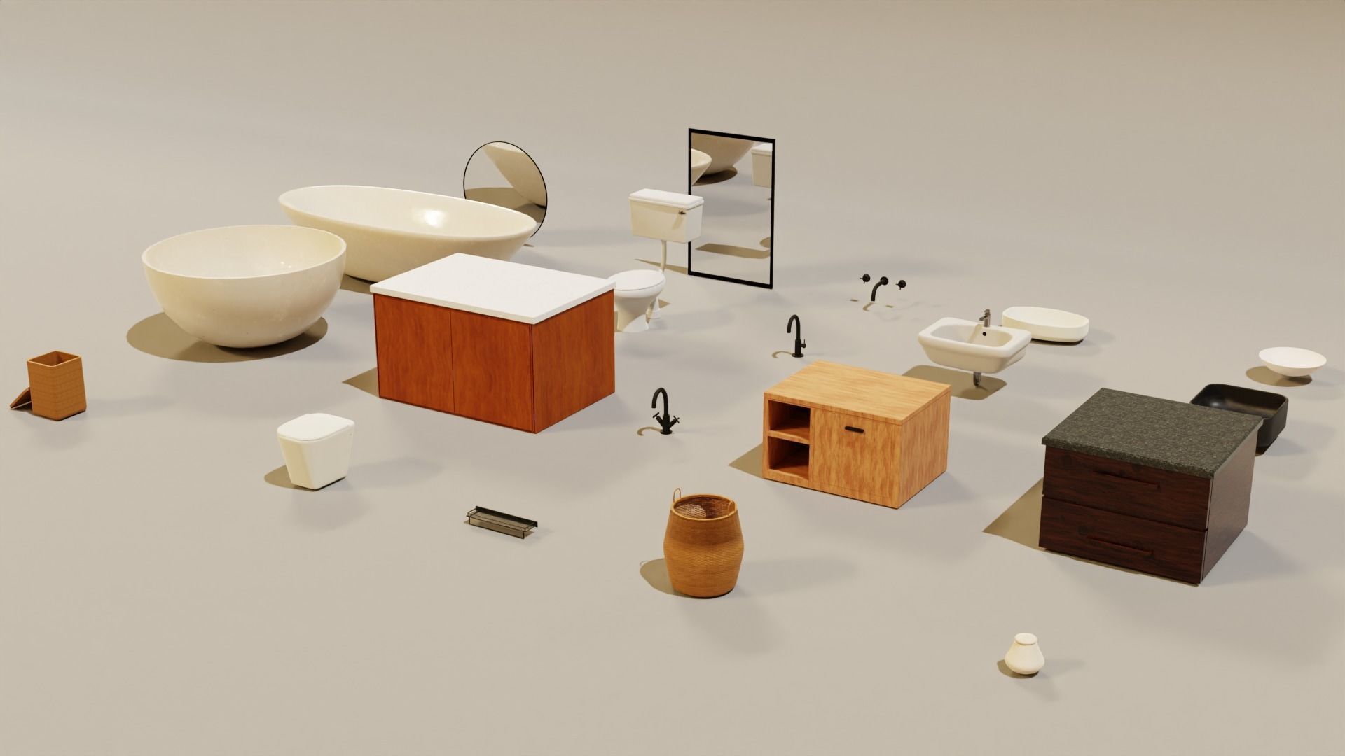 Bathroom Assets Pack Low-poly 3D model_2