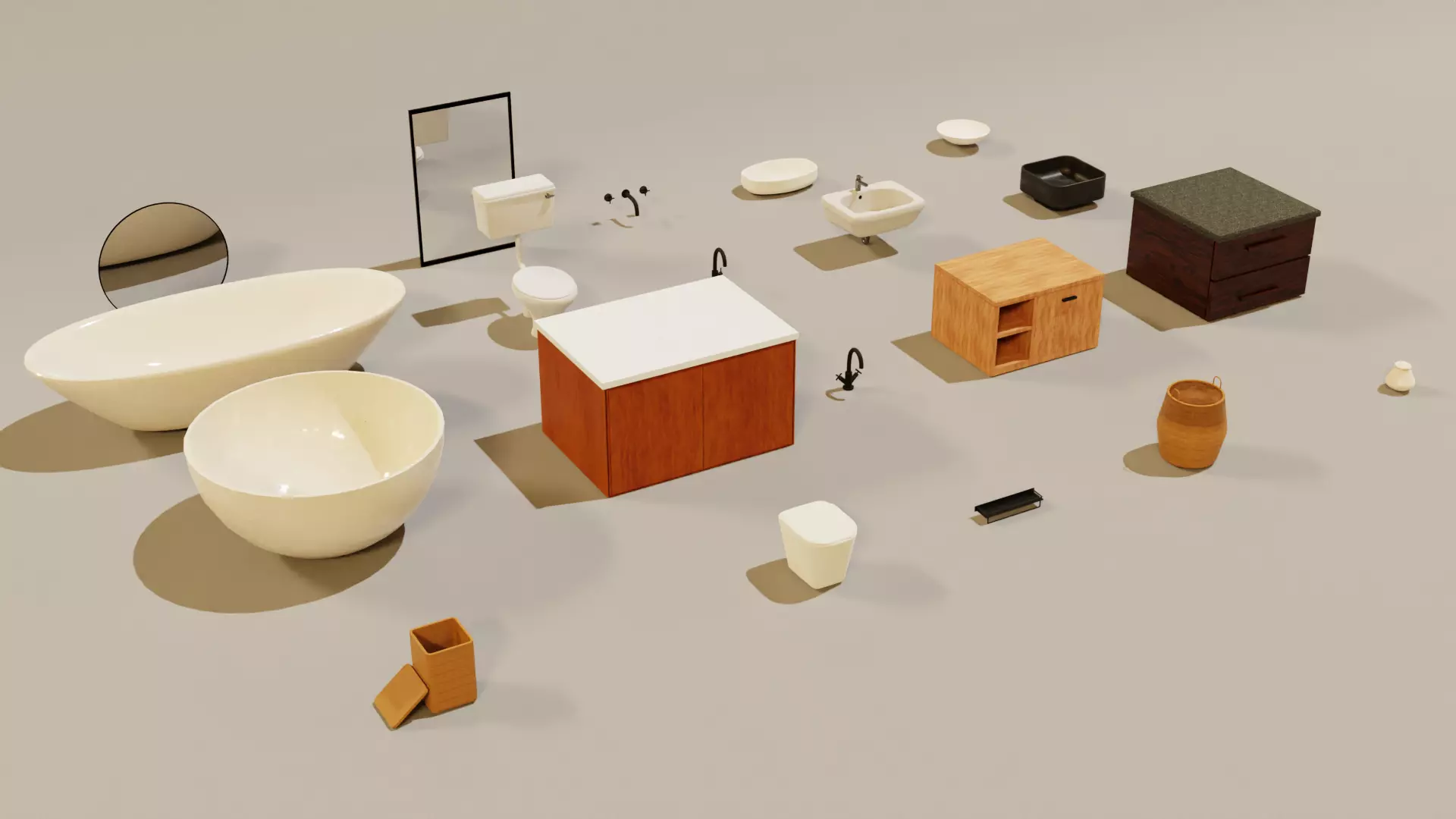 Bathroom Assets Pack Low-poly 3D model_0