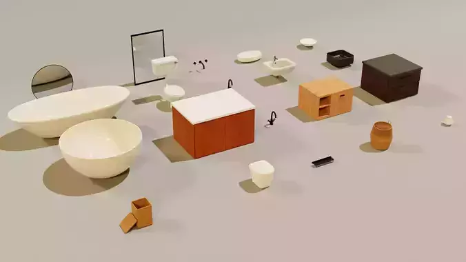Bathroom Assets Pack Low-poly 3D model