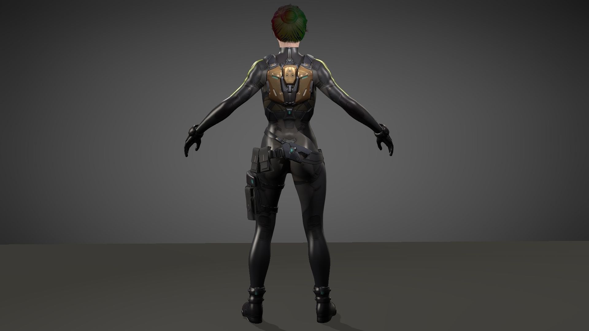 Yuki female samurai Low-poly 3D model_2