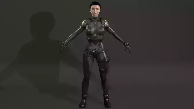 Yuki female samurai Low-poly 3D model Yuki female samurai Low-poly 3D model