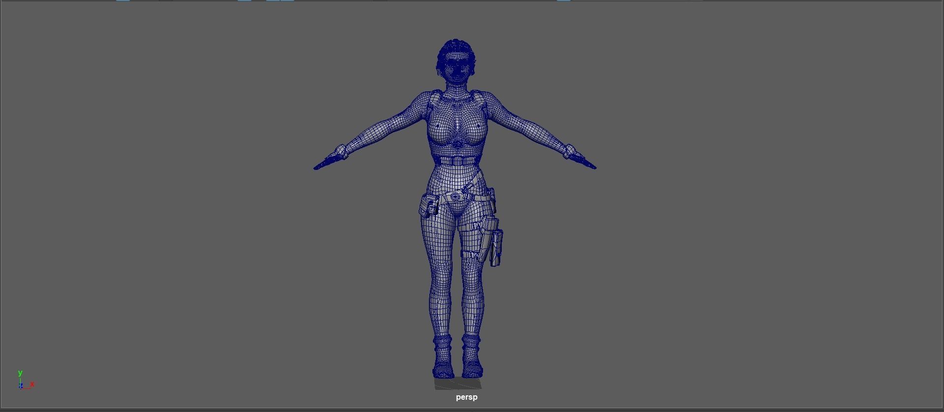 Yuki female samurai Low-poly 3D model_36