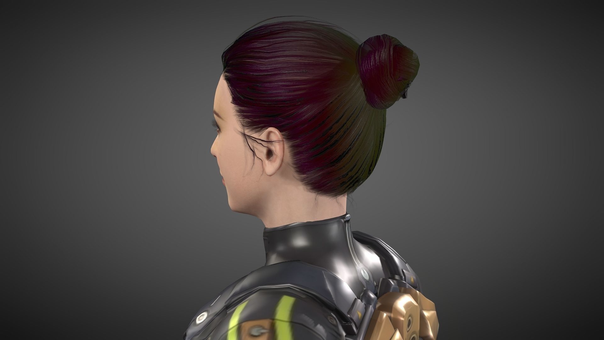 Yuki female samurai Low-poly 3D model_23