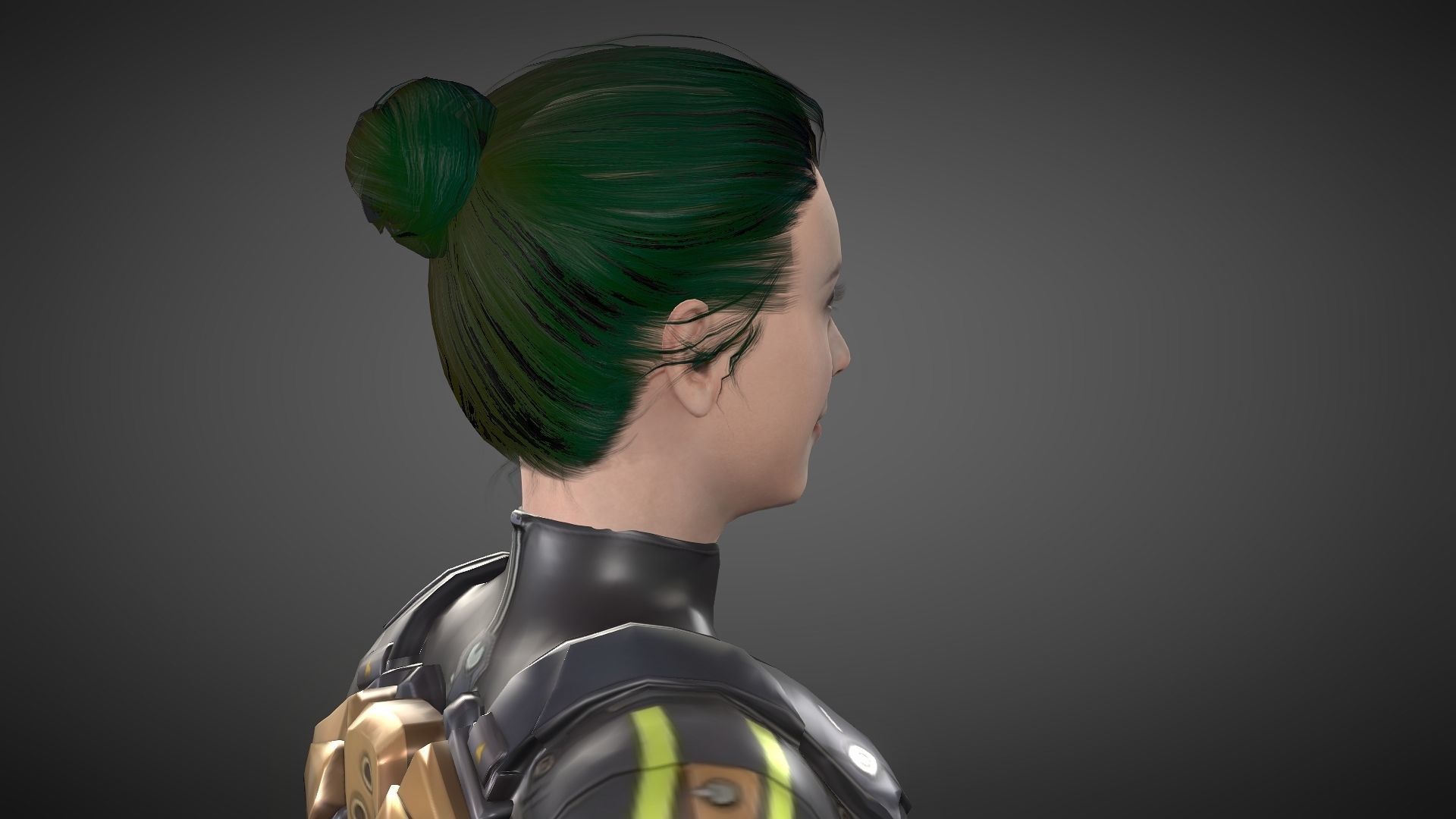 Yuki female samurai Low-poly 3D model_13