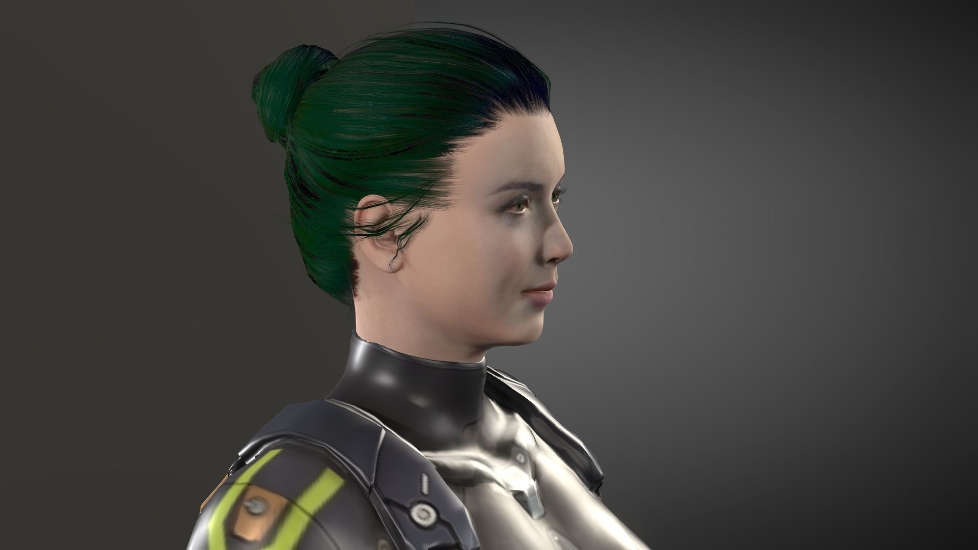 Yuki female samurai Low-poly 3D model_8