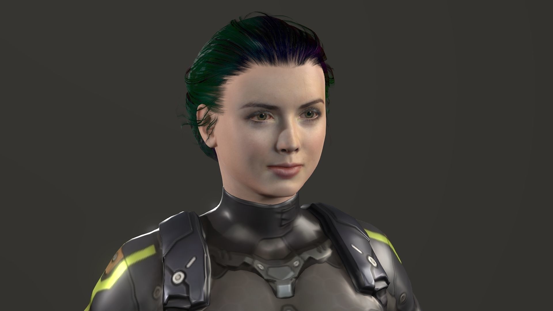 Yuki female samurai Low-poly 3D model_5