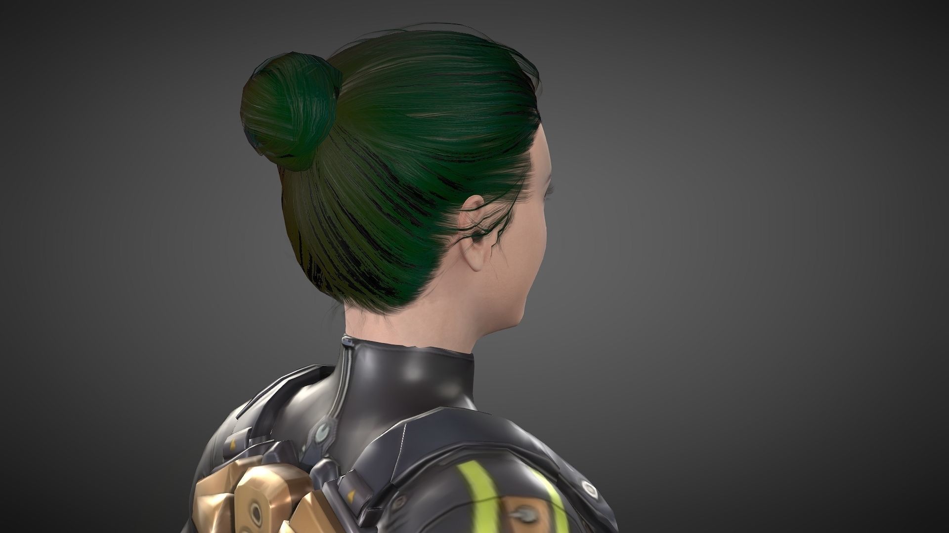 Yuki female samurai Low-poly 3D model_14