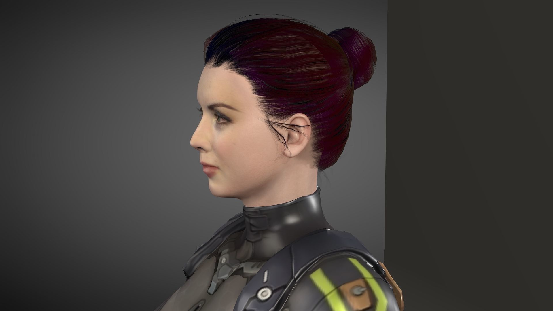 Yuki female samurai Low-poly 3D model_26