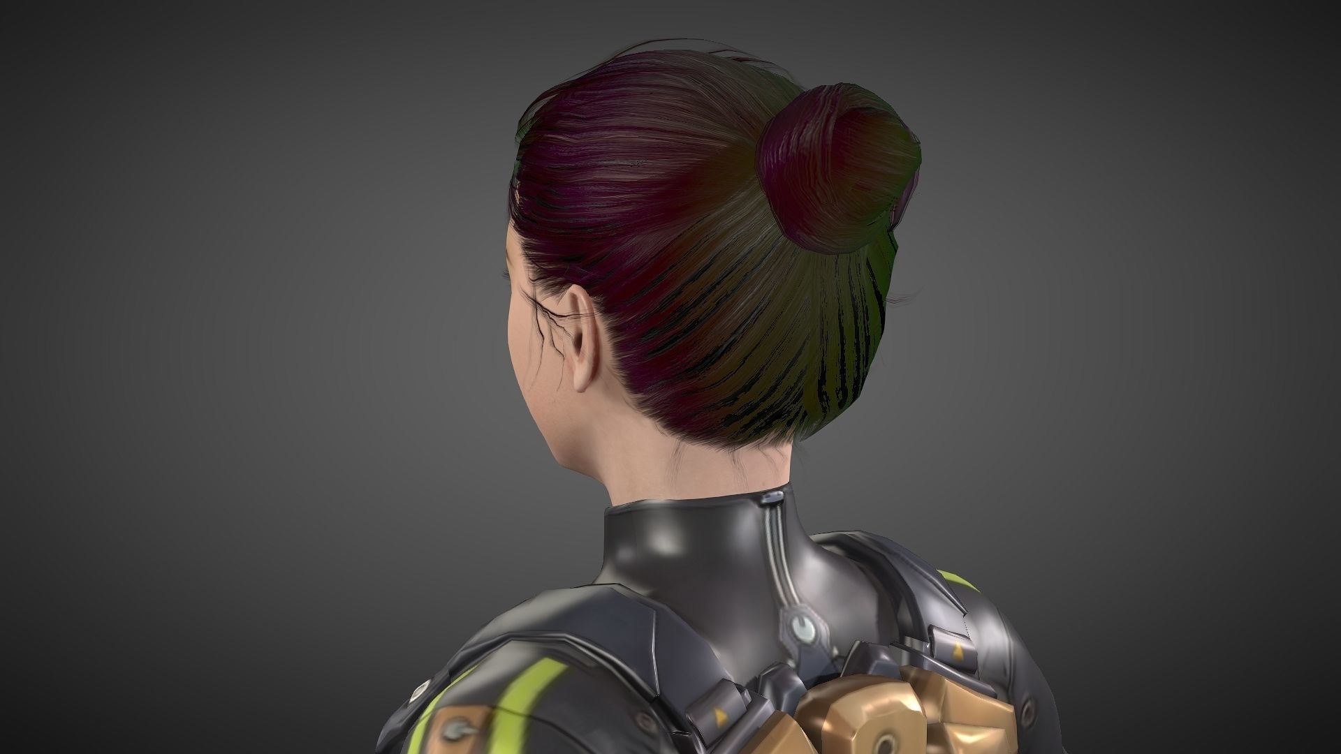 Yuki female samurai Low-poly 3D model_21