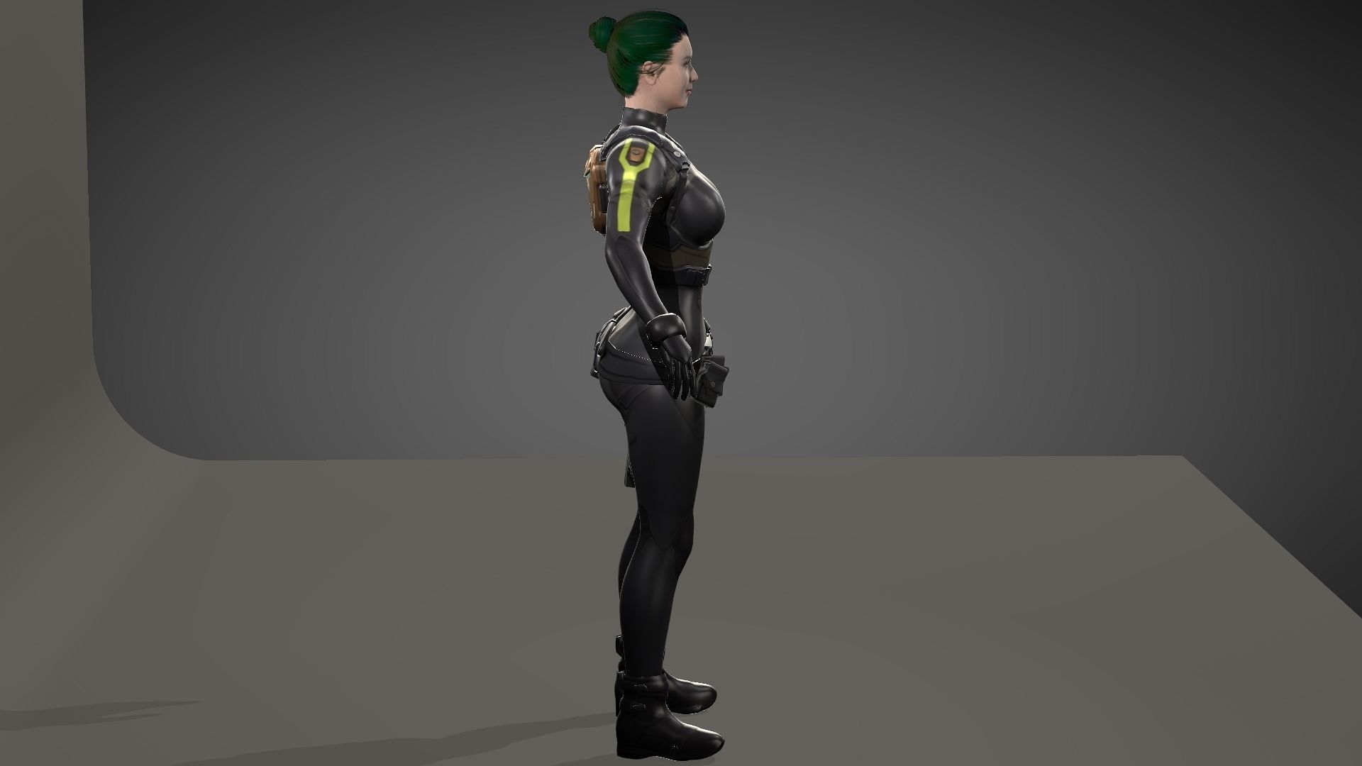 Yuki female samurai Low-poly 3D model_1