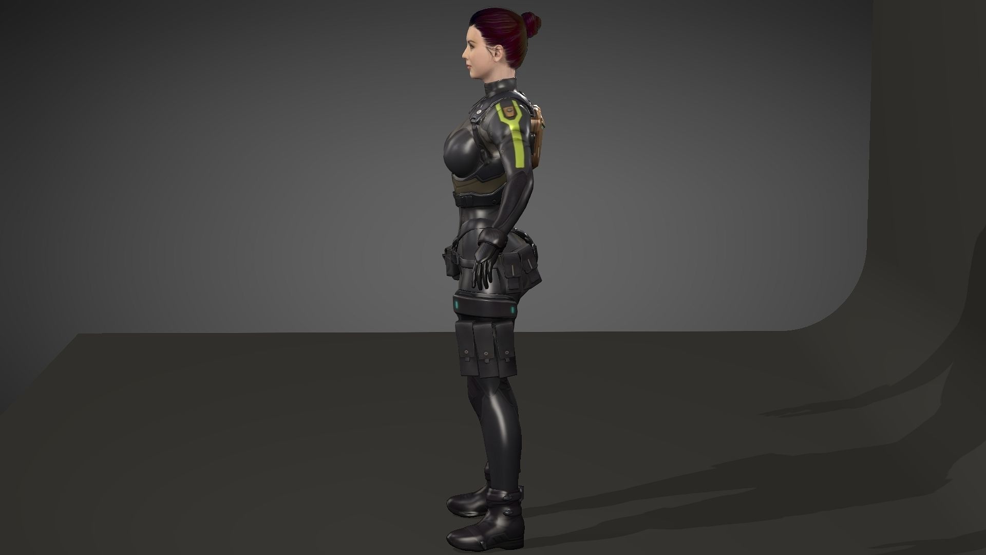 Yuki female samurai Low-poly 3D model_3