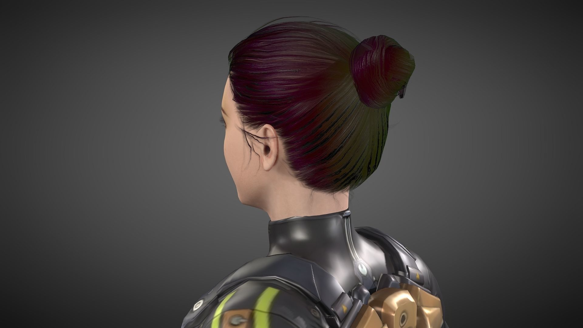 Yuki female samurai Low-poly 3D model_22