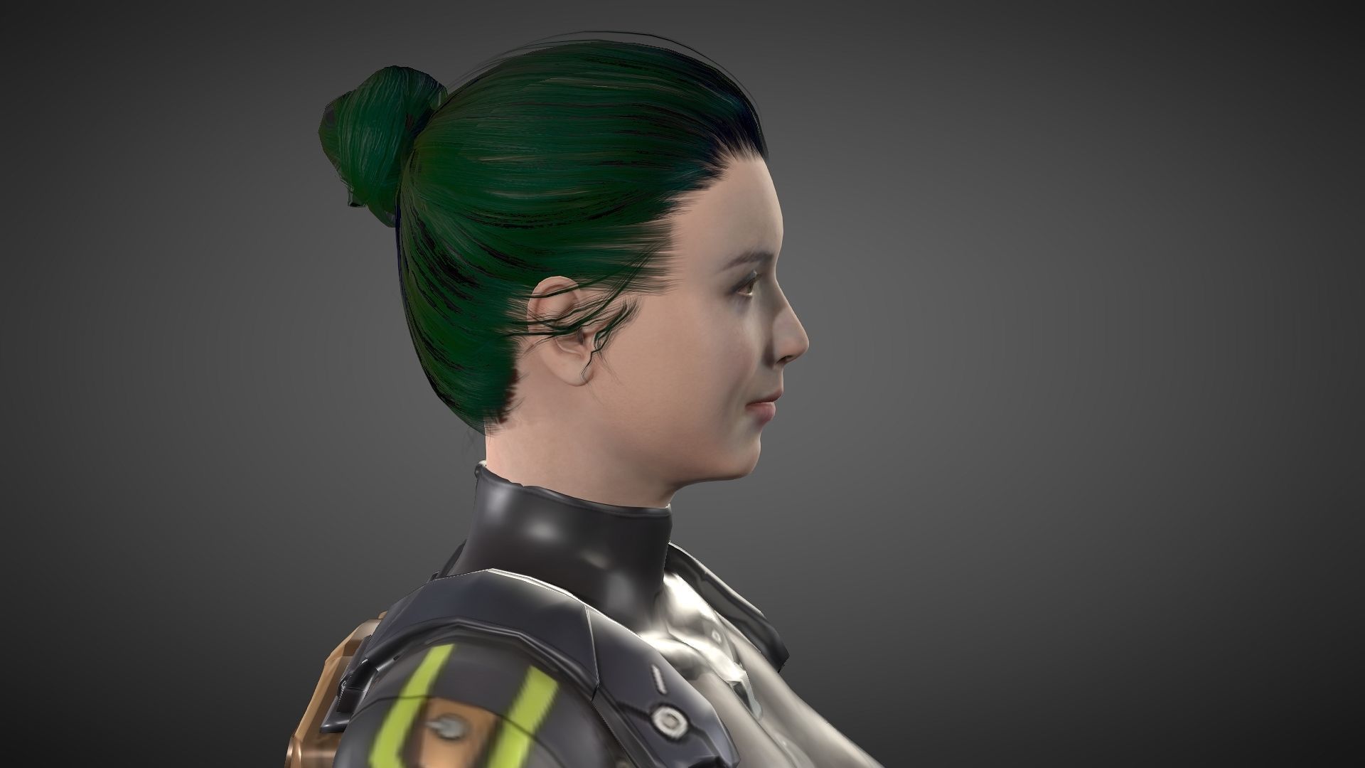 Yuki female samurai Low-poly 3D model_11