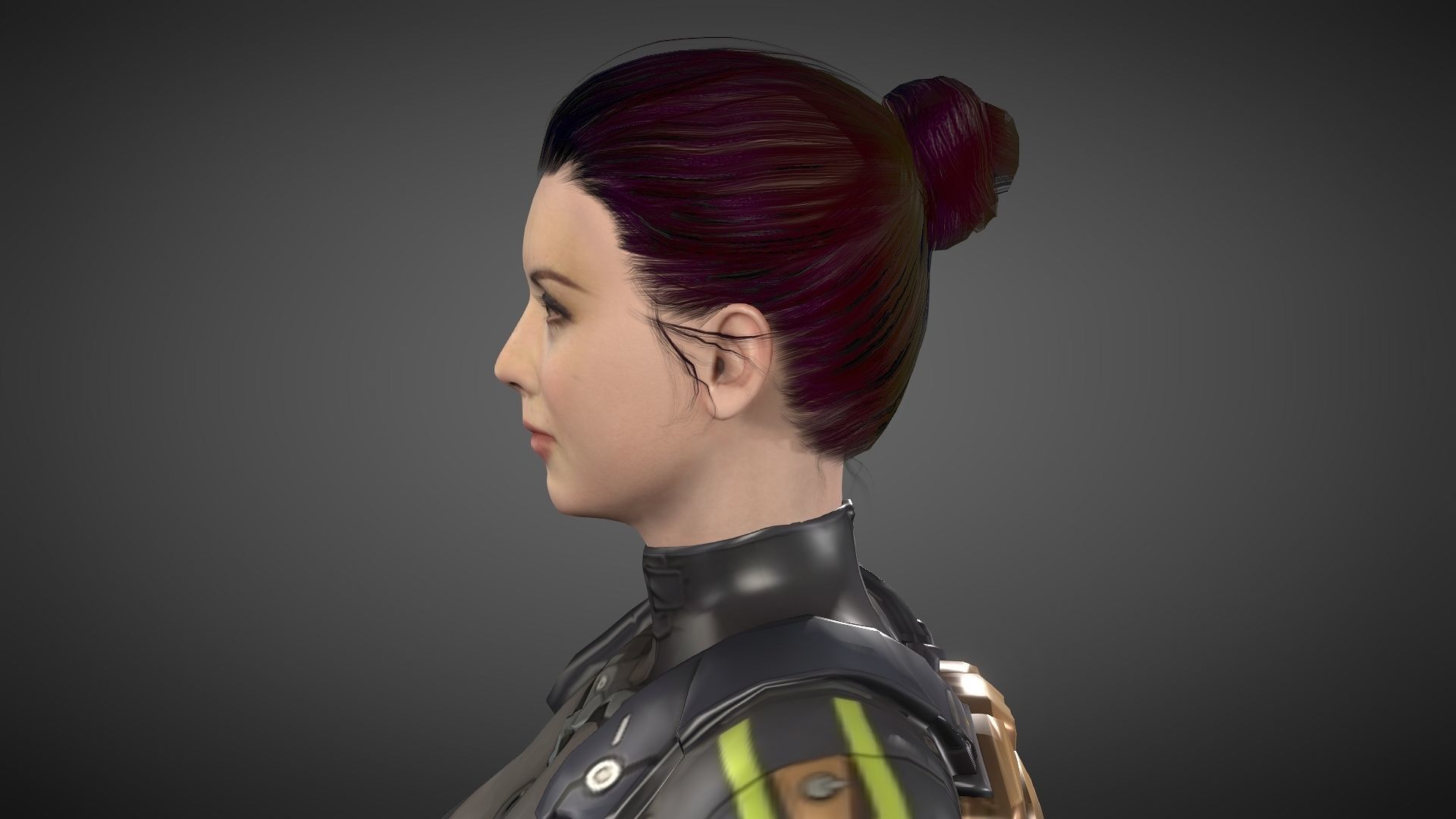 Yuki female samurai Low-poly 3D model_25