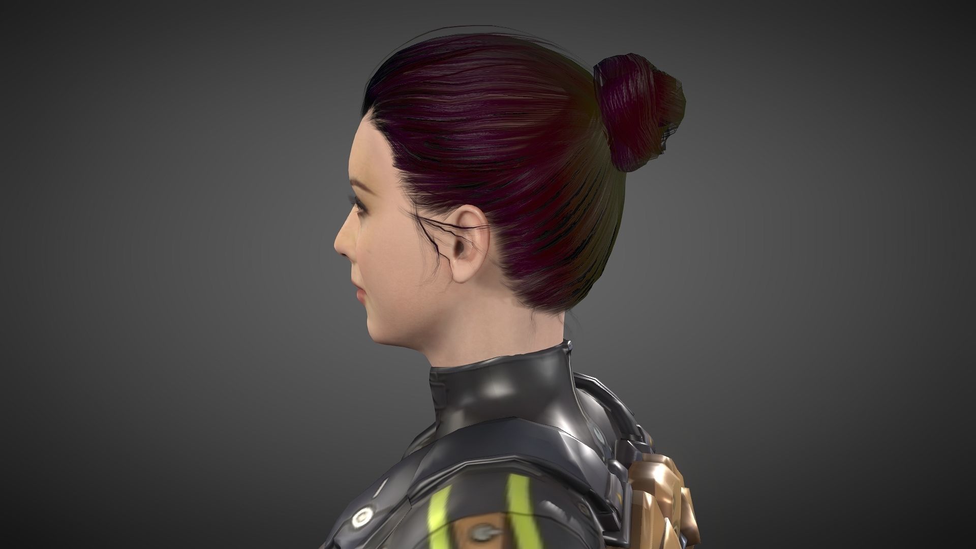 Yuki female samurai Low-poly 3D model_24