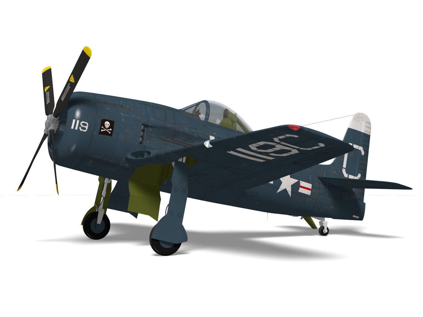 Grumman F8F F-2 Bearcat 3D model_5