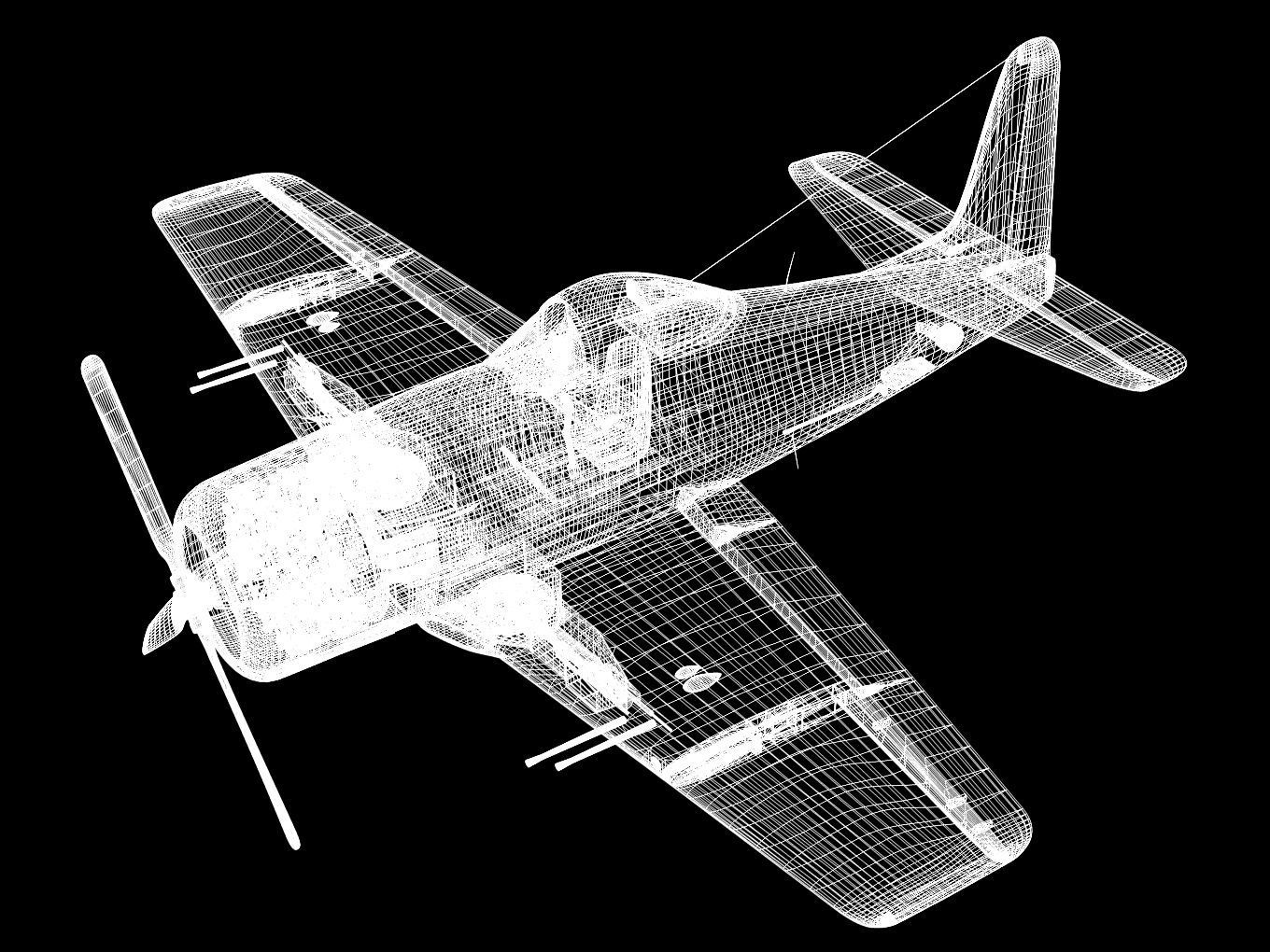 Grumman F8F F-2 Bearcat 3D model_16