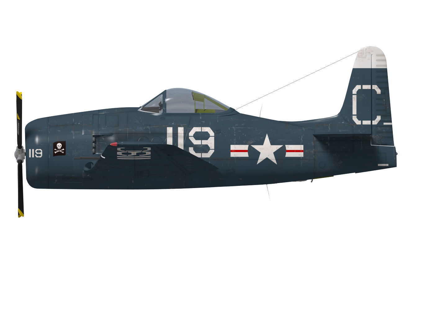 Grumman F8F F-2 Bearcat 3D model_9