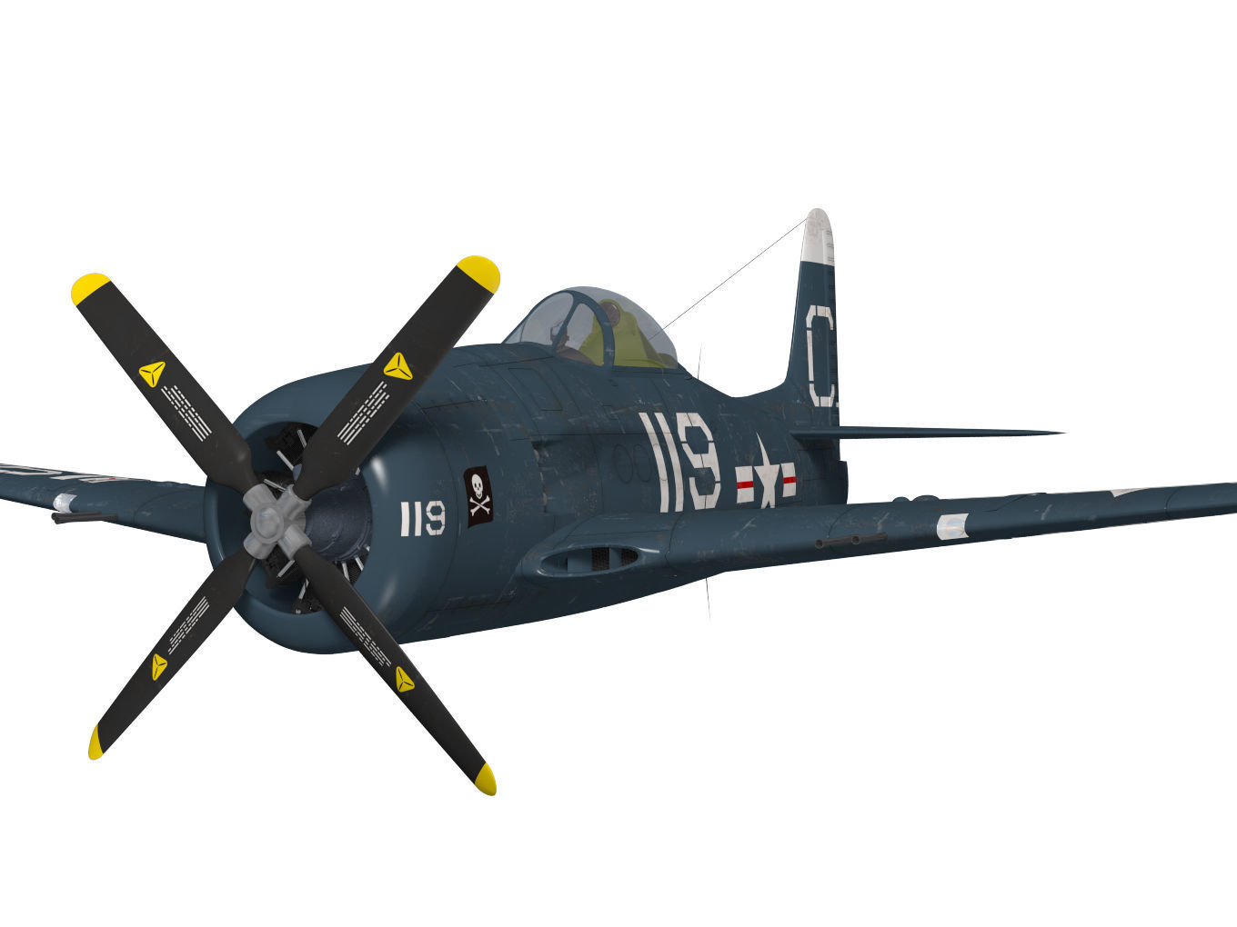 Grumman F8F F-2 Bearcat 3D model_4