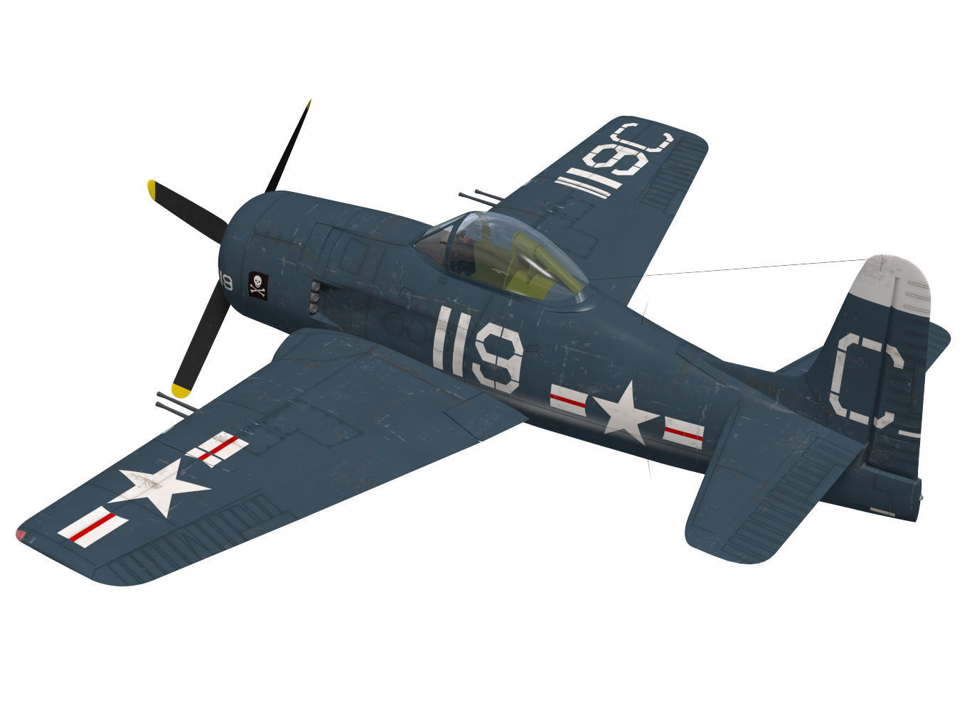 Grumman F8F F-2 Bearcat 3D model_1