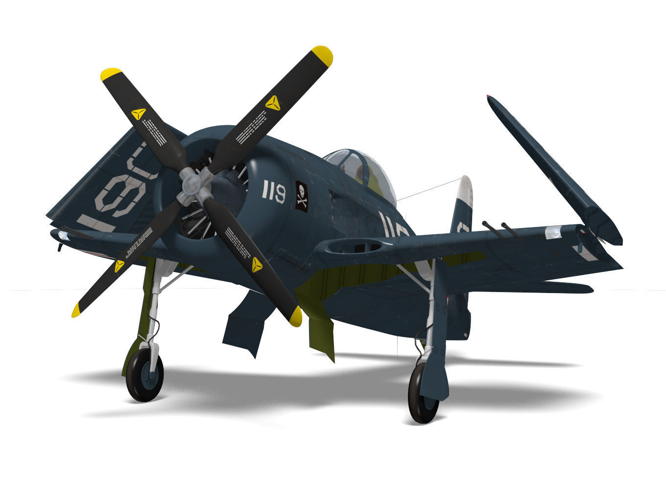 Grumman F8F F-2 Bearcat 3D model_8