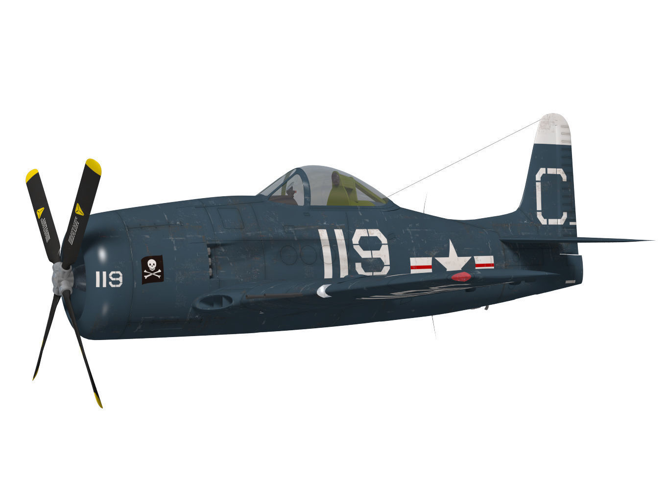 Grumman F8F F-2 Bearcat 3D model_2