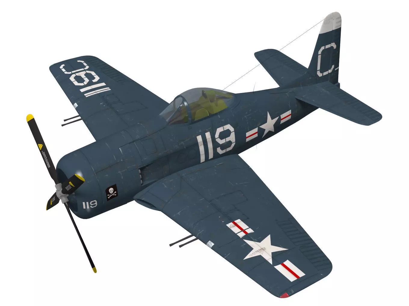 Grumman F8F F-2 Bearcat 3D model_0