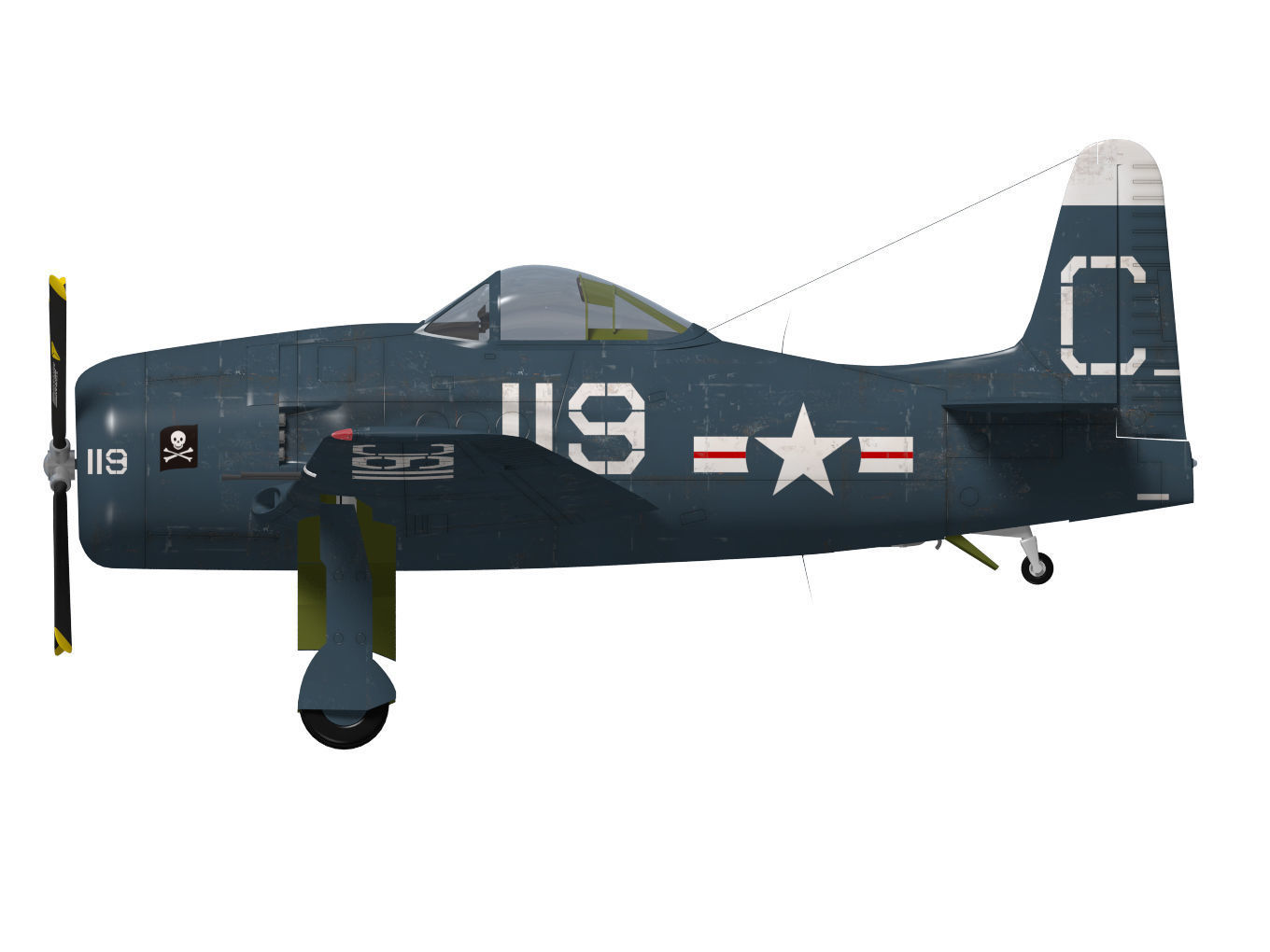 Grumman F8F F-2 Bearcat 3D model_10
