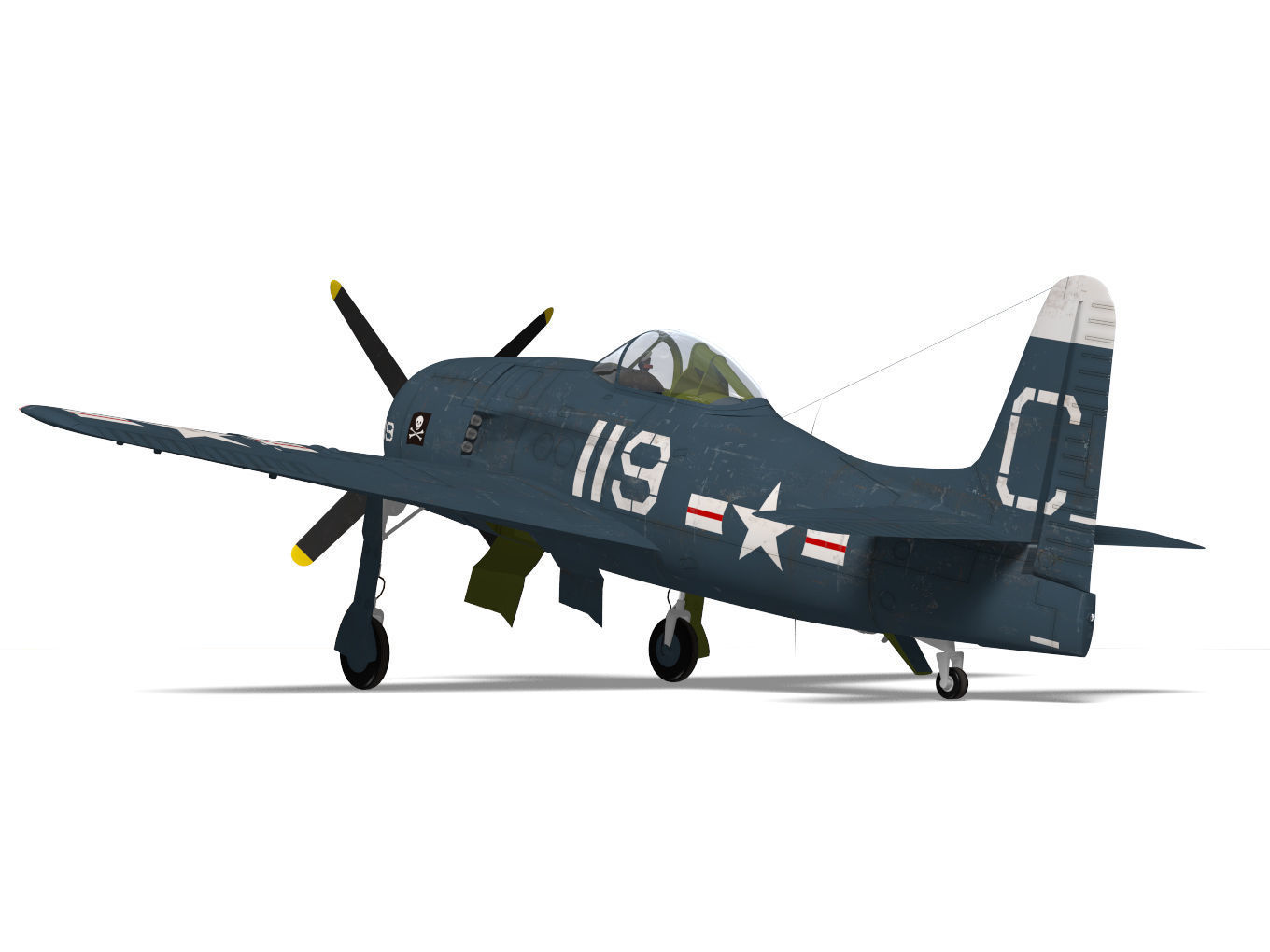 Grumman F8F F-2 Bearcat 3D model_7