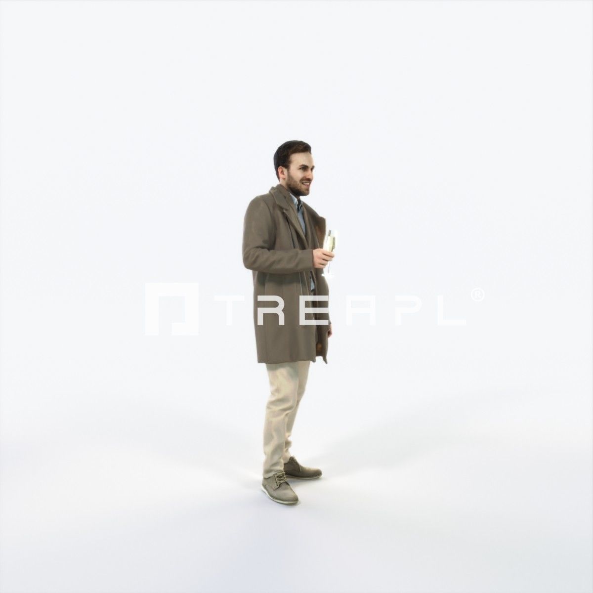 Flow 02K Champagne Glass Elegant Man Low-poly 3D model_2