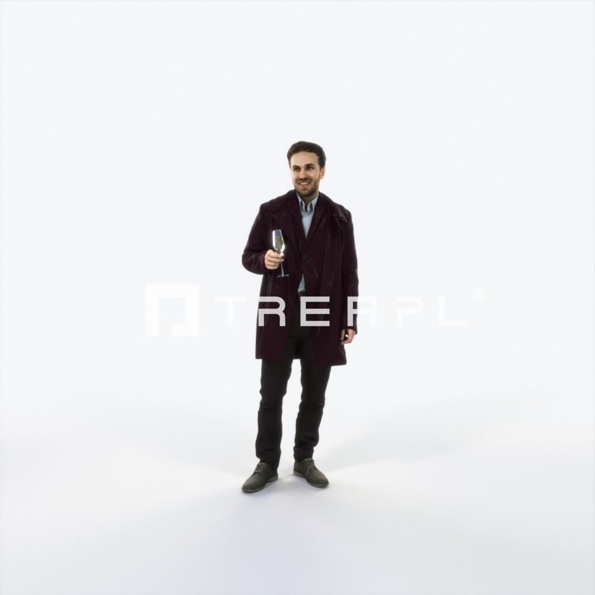 Flow 02H Champagne Glass Elegant Man Low-poly 3D model_1