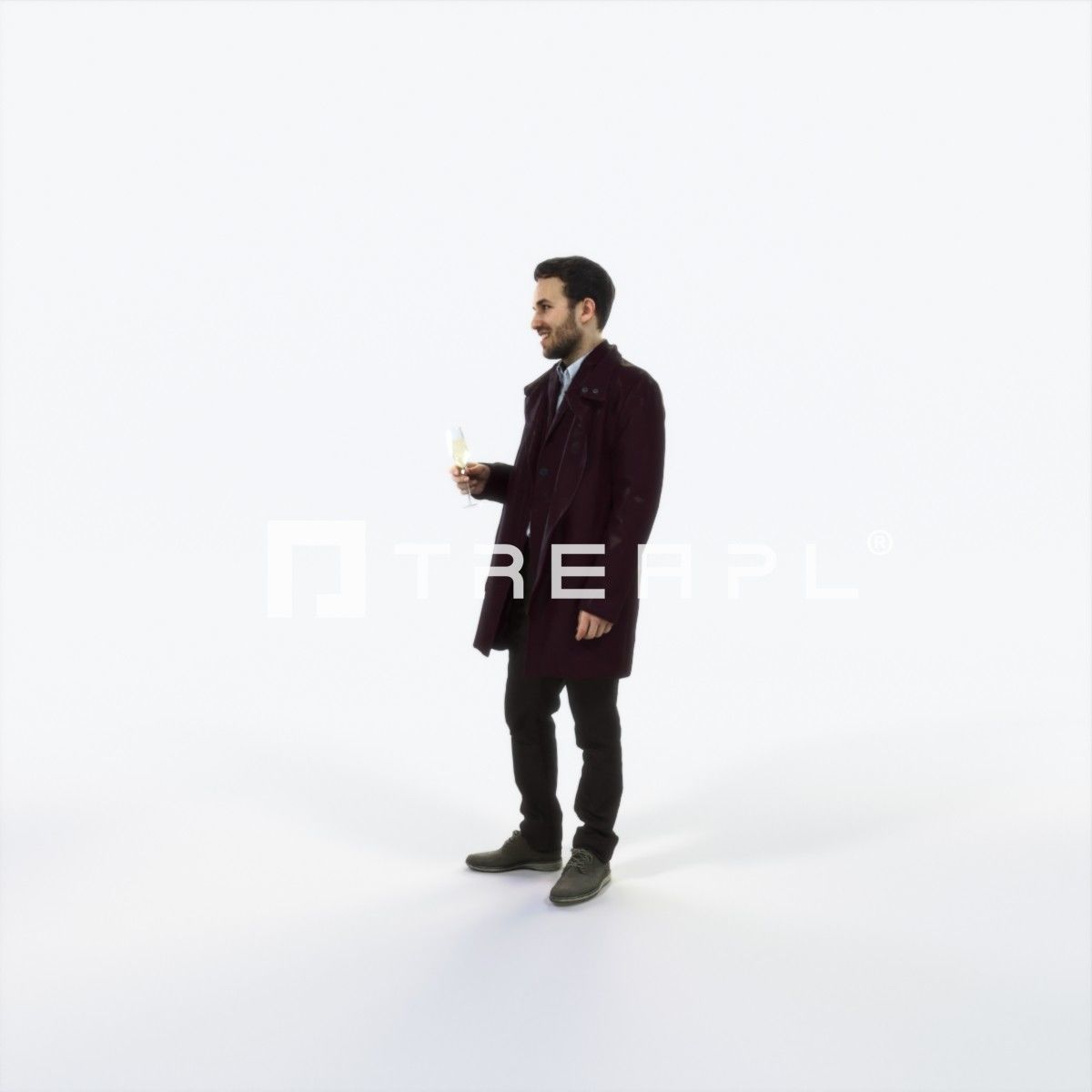 Flow 02H Champagne Glass Elegant Man Low-poly 3D model_6