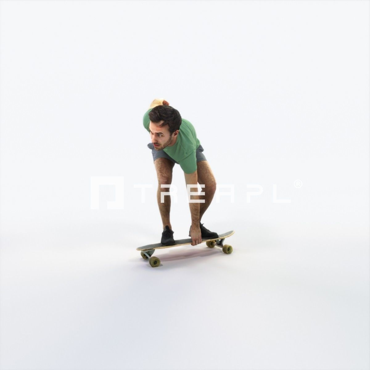 Flow 03K Riding a Skateboard Sports Man Low-poly 3D model_6