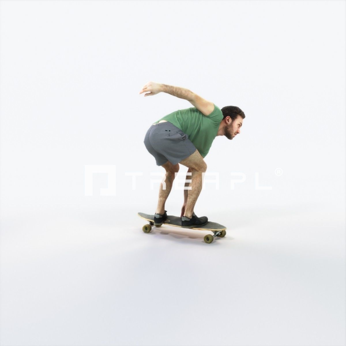 Flow 03K Riding a Skateboard Sports Man Low-poly 3D model_2