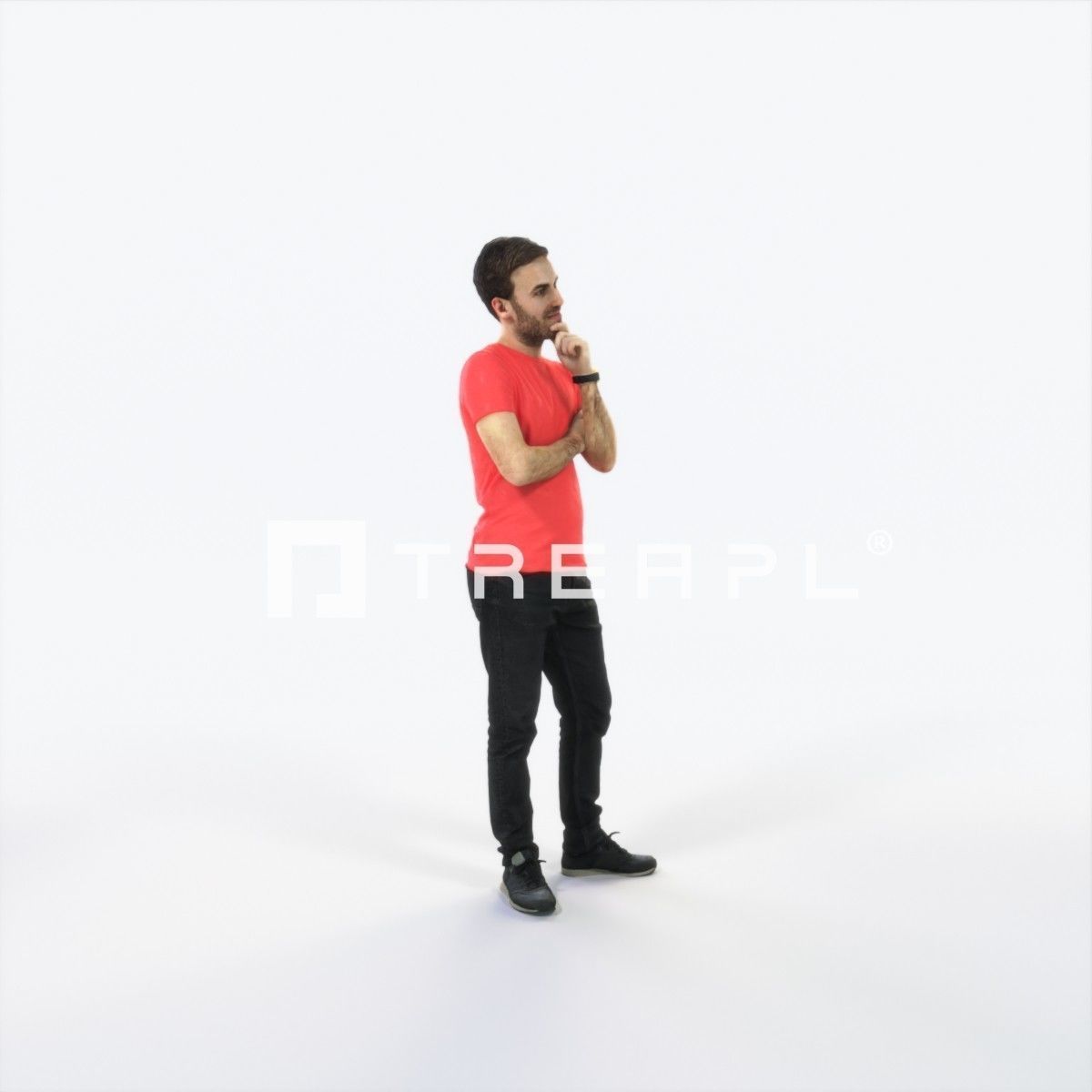 Flow 04I Listening Casual Man Low-poly 3D model_2